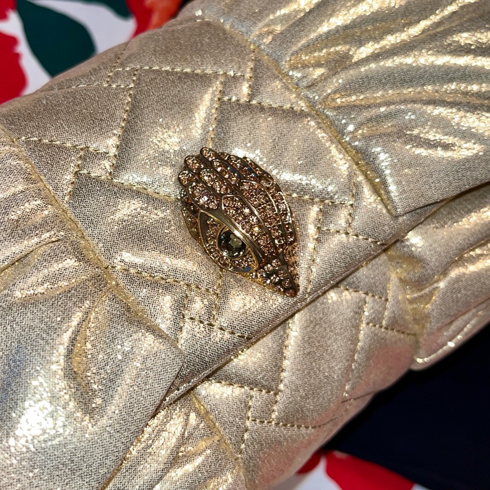 Kurt Geiger NWT! Mini Kensington Metallic Gold Bow Clutch Crossbody Bag - Picture 4 of 13